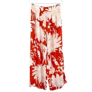 Figue Charlotte Floral Print Pleated Wide Leg Pants